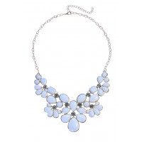 White Stone Flower Cluster Bib Necklace